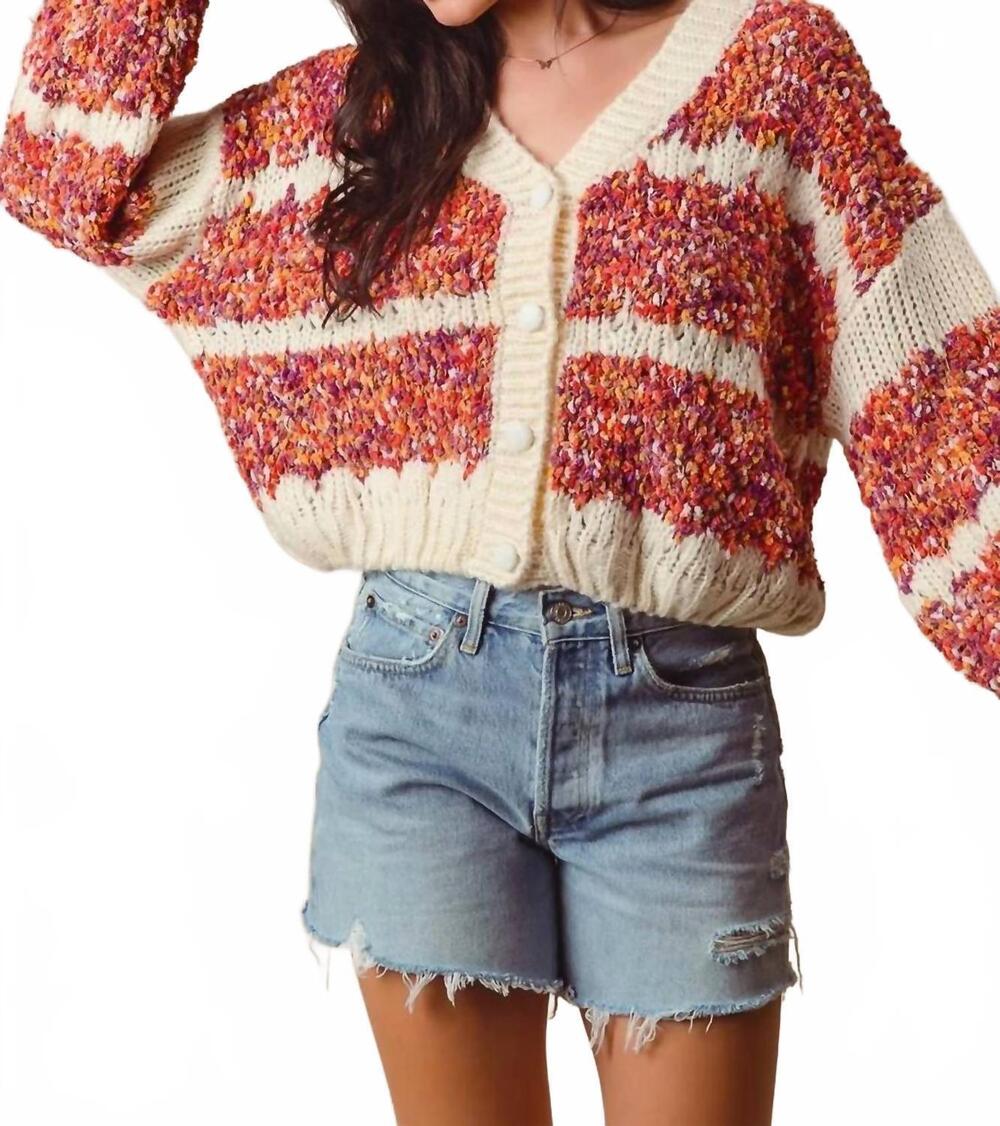 NEW SO ME gracie button down cardigan in rust